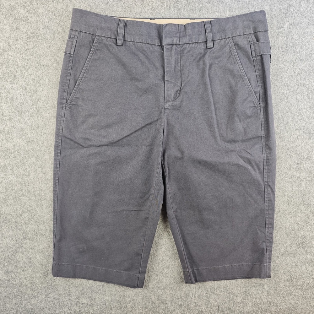 Vince Bermuda Shorts Women's Size 4 Navy Blue Cotton Stretch Flat Front Chino